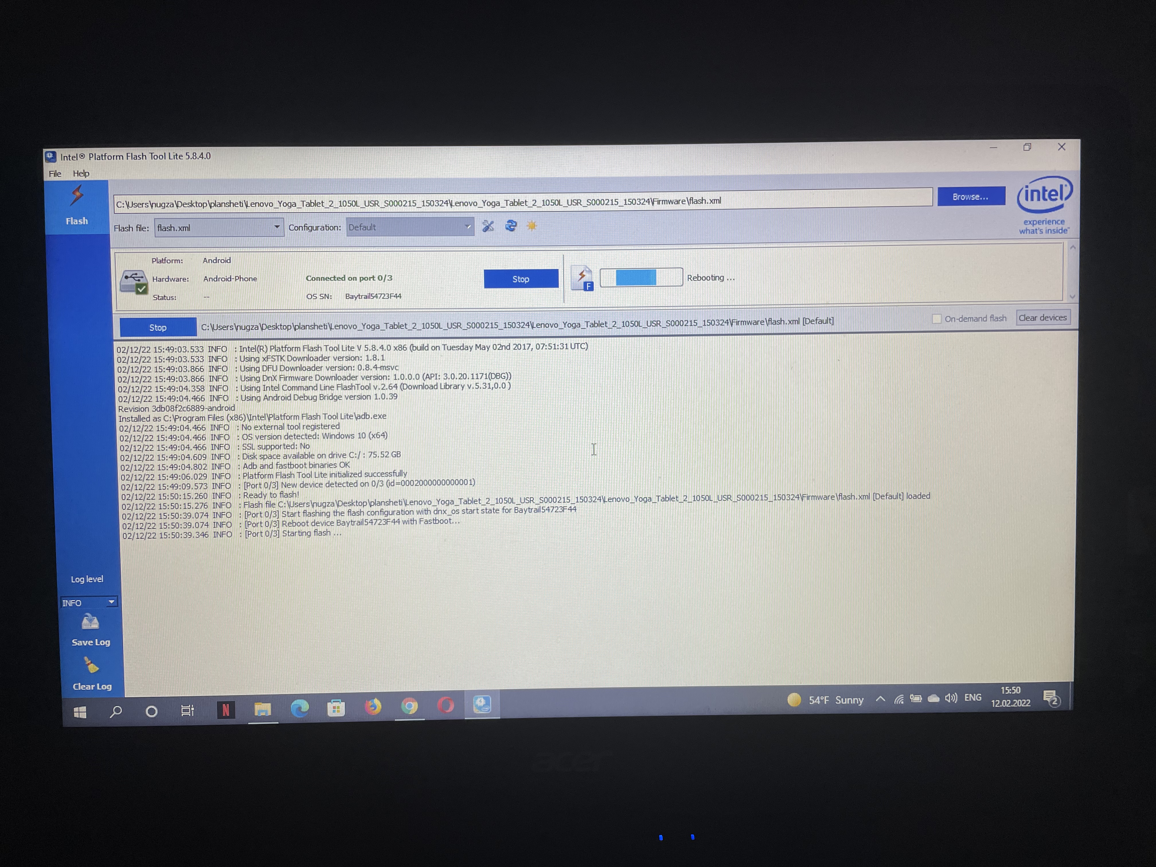 Downgrading software on my lenovo yoga tab 2 1050L - Intel Community