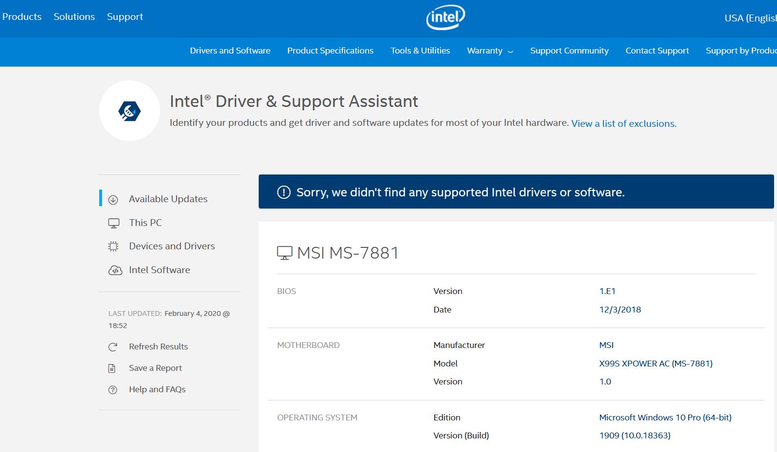 intel driver and support