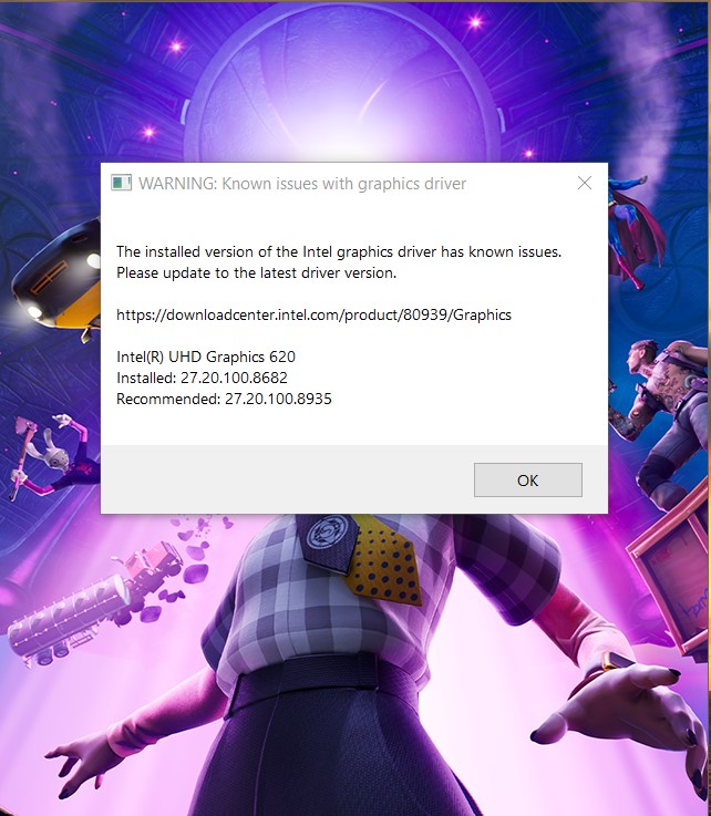 Fortnite states graphics driver has known issues - Intel Communities