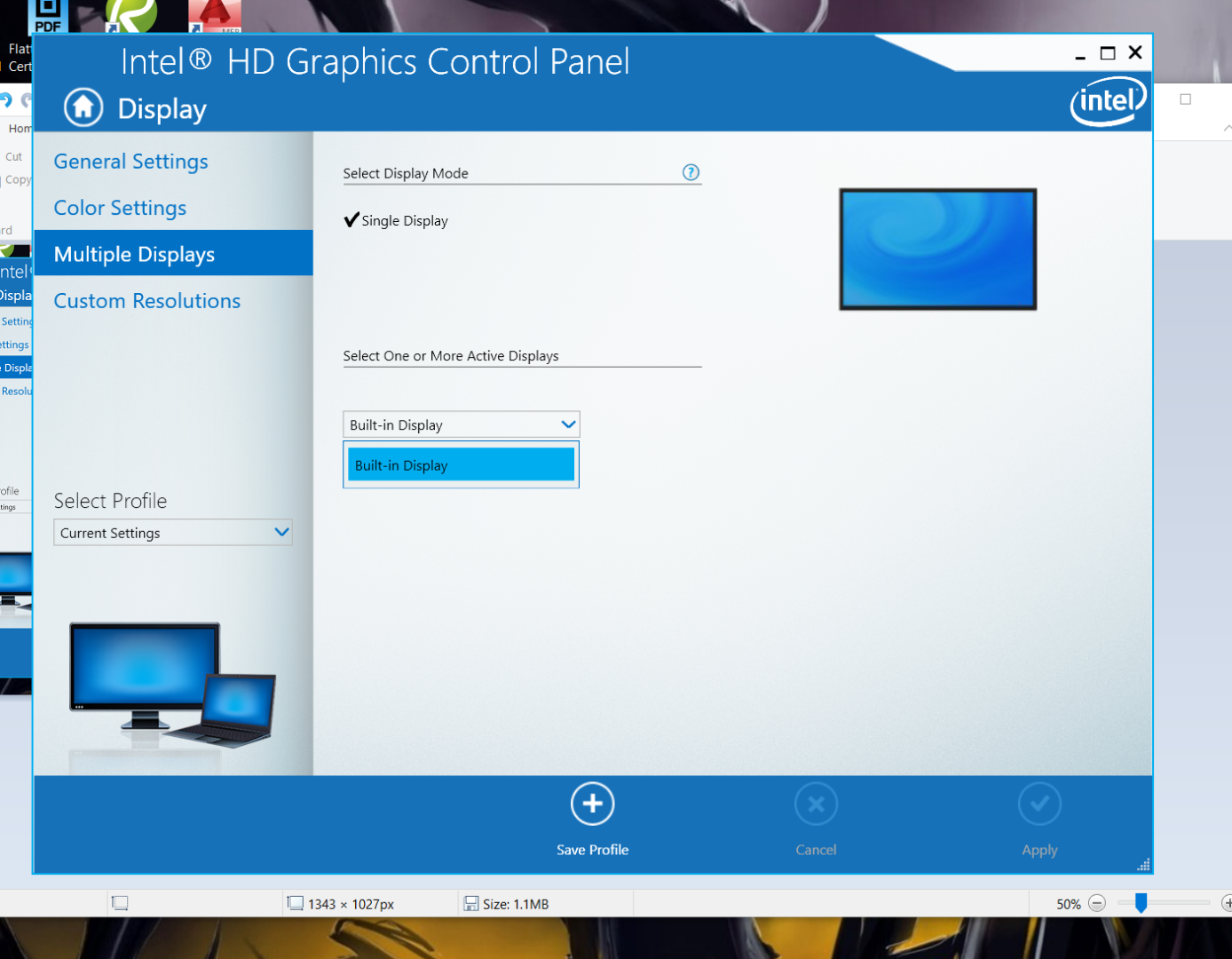 intel graphics and media control panel dual monitors