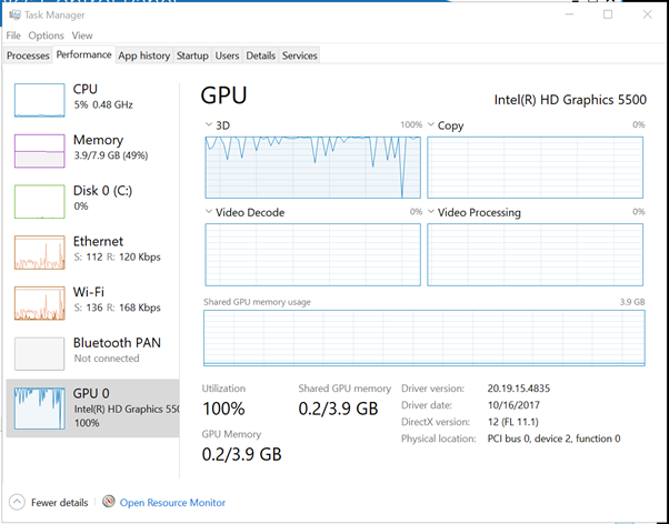 Intel Graphics 5500 GPU 100% - Intel Communities