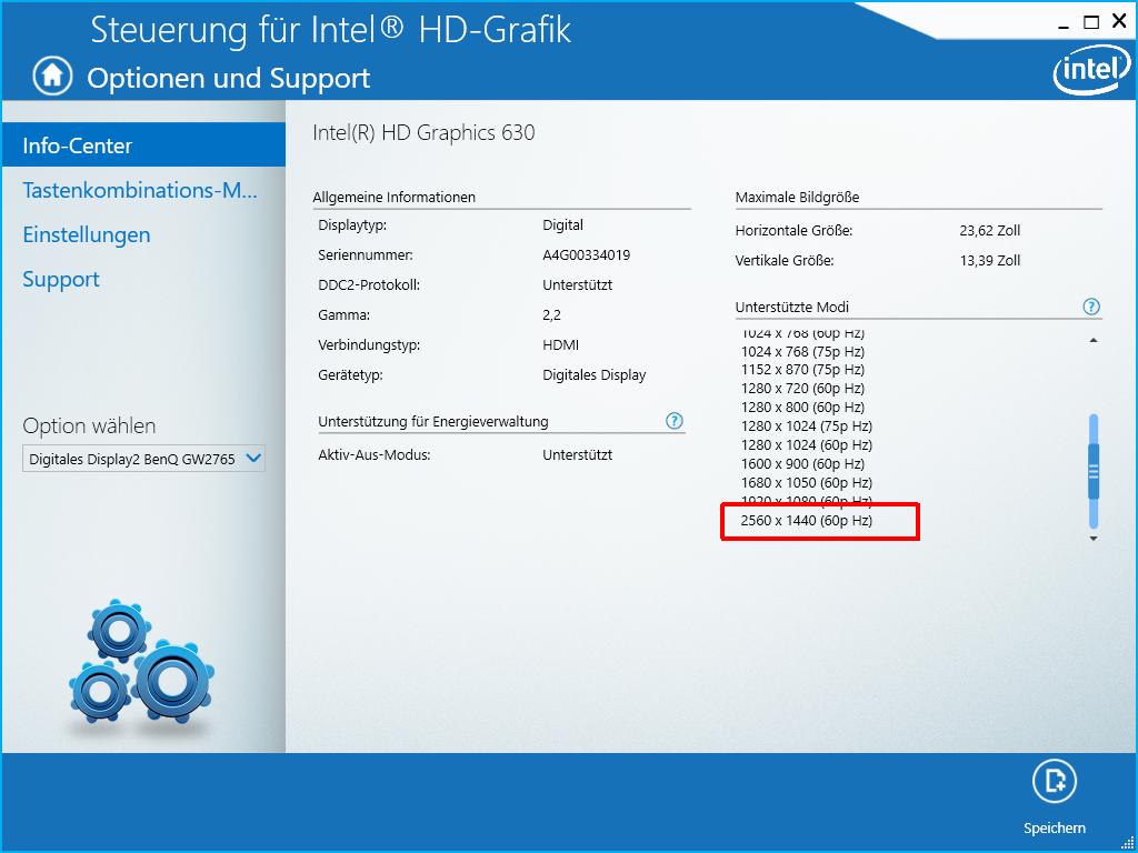 Ist die Auflösung 2560x1440 mit Intel HD Graphics 630 möglich? - Intel  Community
