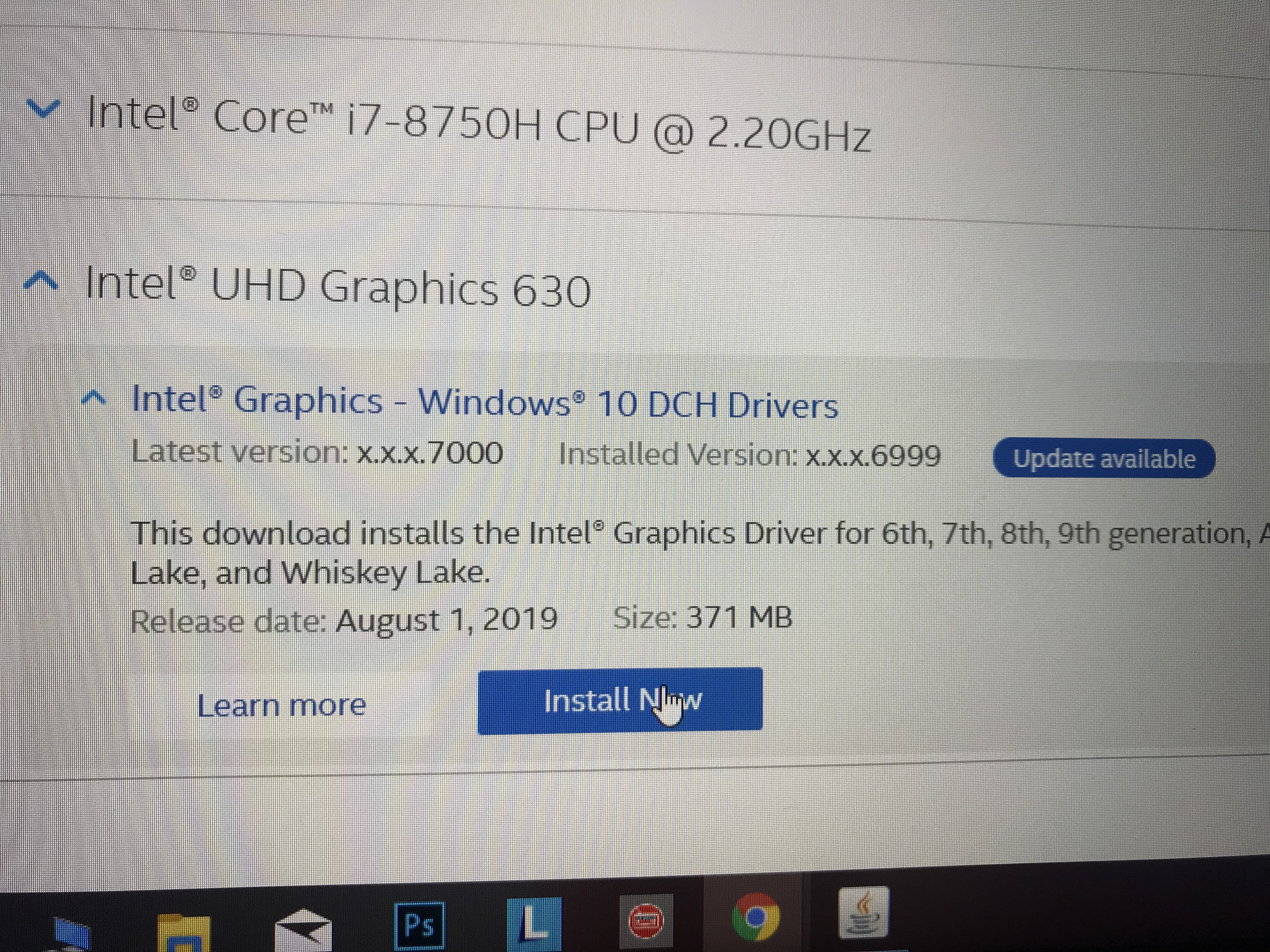 can t install intel graphics driver