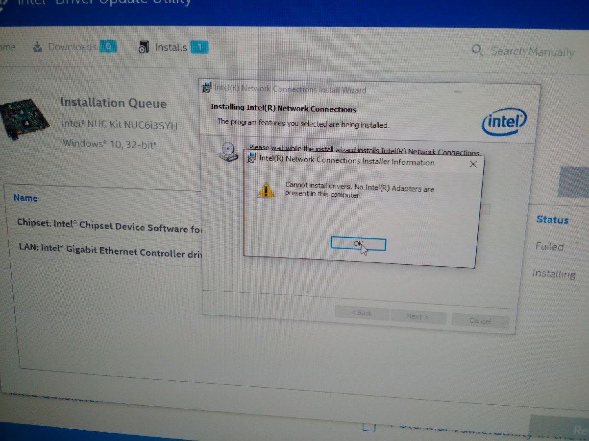 Cannot install drivers no intel adapters are present in this computer что