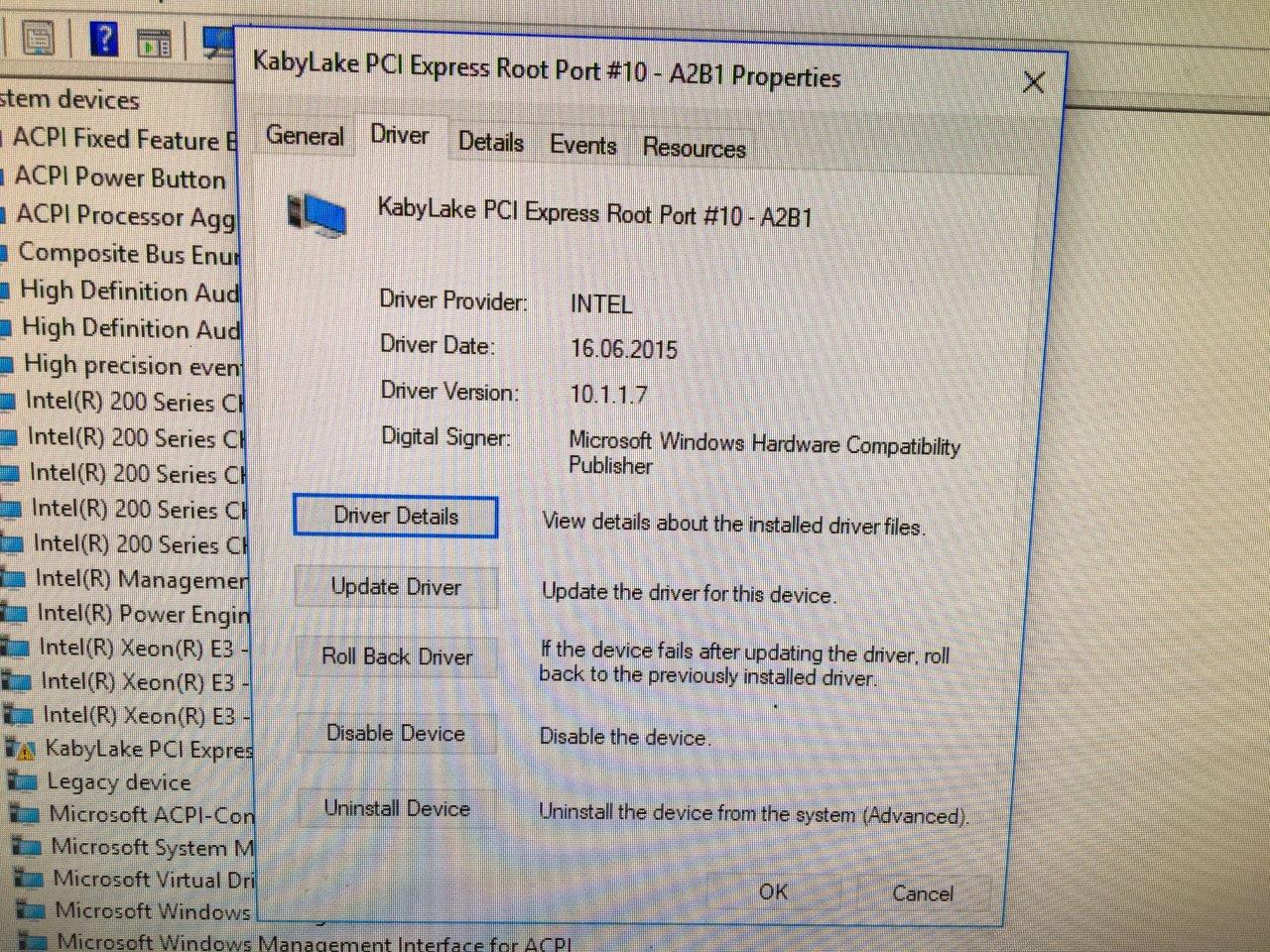 KABYLAKE PCI EXPRESS ROOT PORT 10A2B1 Intel Community