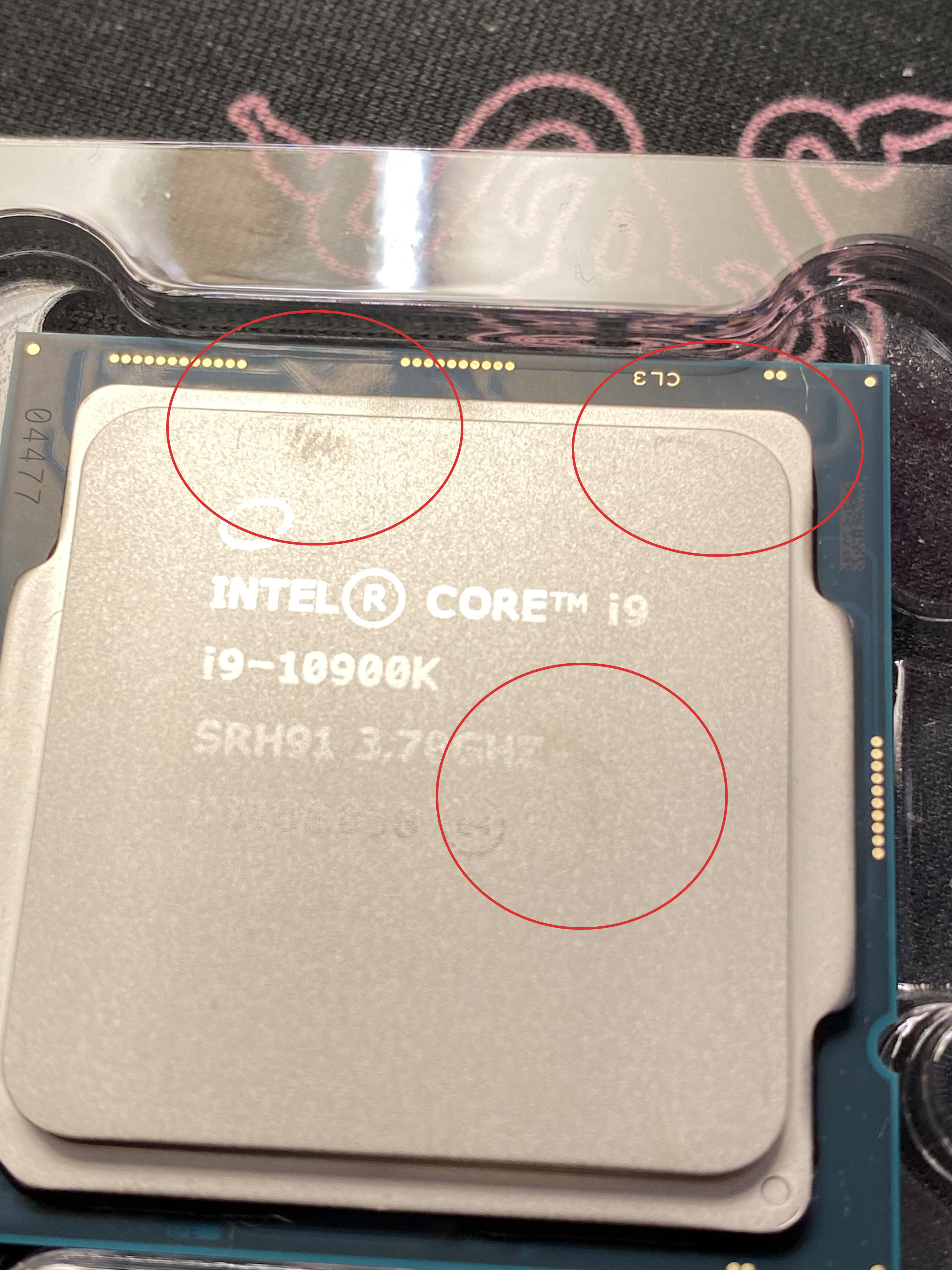 Marks on my new i10900k processor. Manufacturing or used signs? - Intel  Communities