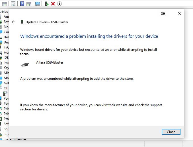 Windows 10 driver support for USB Blaster ? - Intel Community