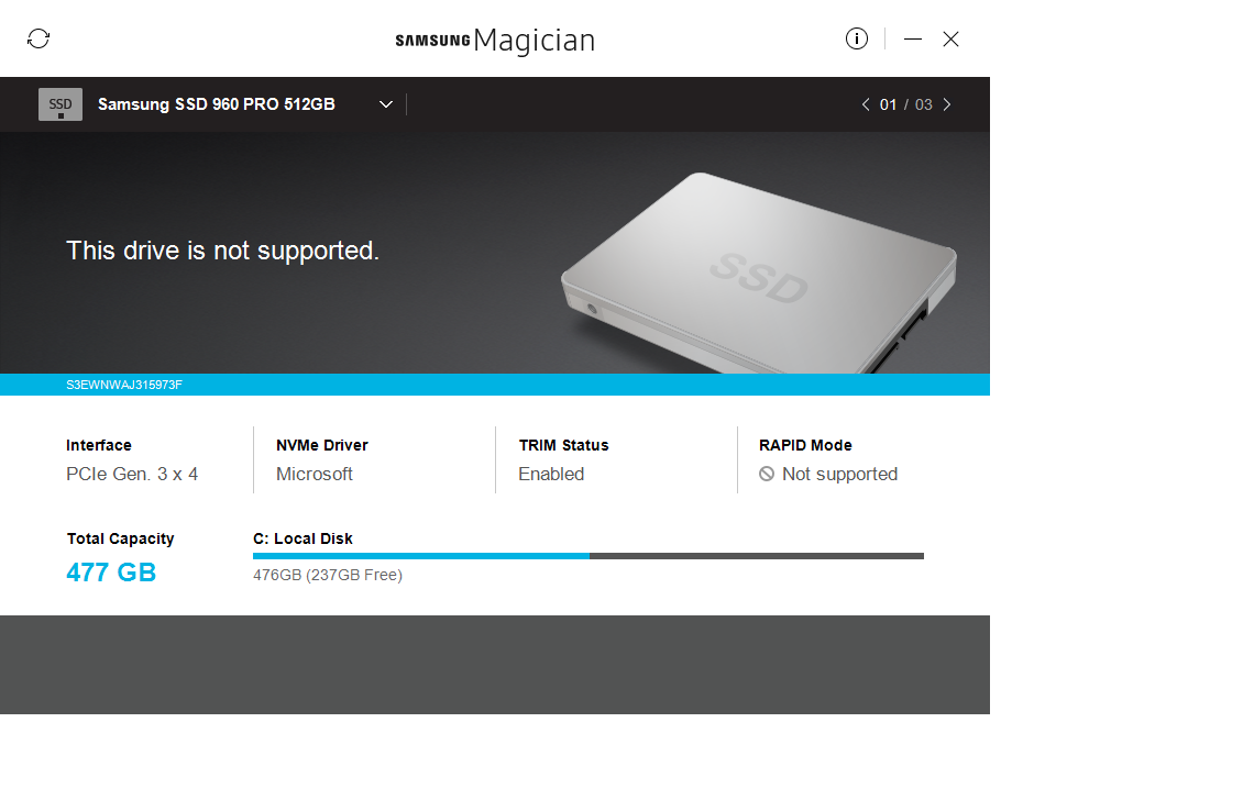 samsung magician rapid mode not supported