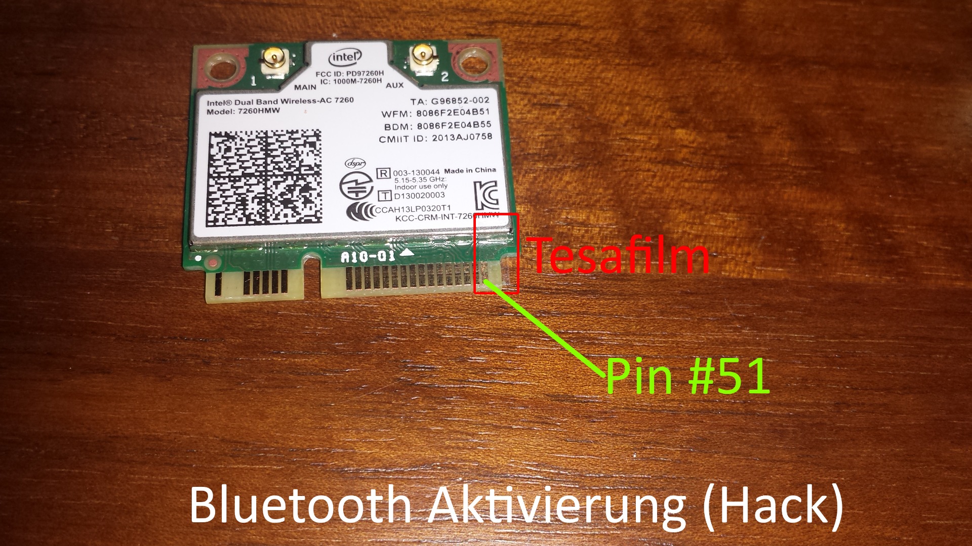 Carte WIFI / Bluetooth Intel Dual-Band sans fil - 7260HMW - LaptopService