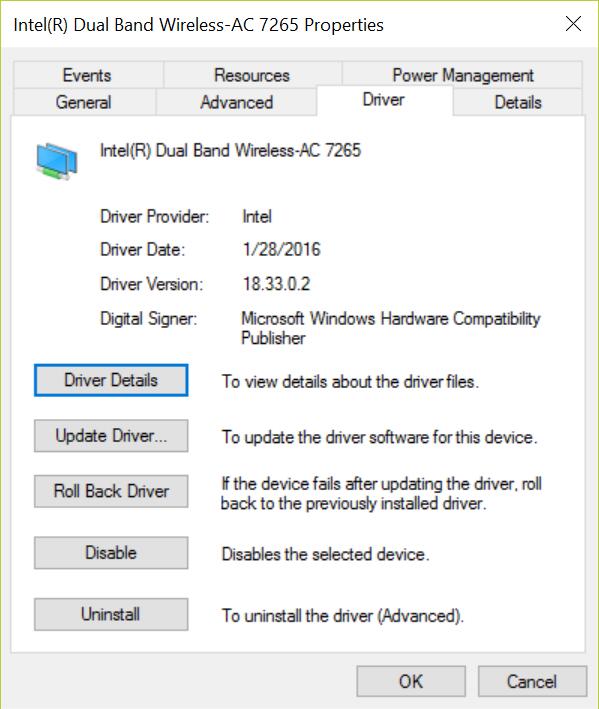 Intel Dual Band Wireless Ac 7265 Driver Windows 10