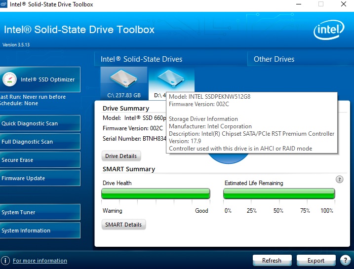 Optimiser not work on SSD 660 p 1TB on ASUS UX534FTC - Intel Communities