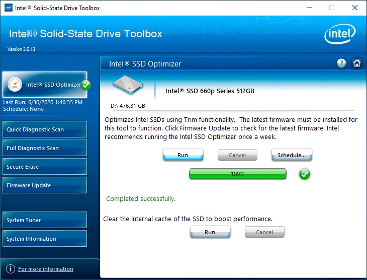 Optimiser not work on SSD 660 p 1TB on ASUS UX534FTC - Intel Community