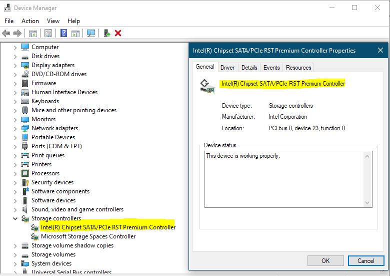Solved: What are the steps to download the RST app to manage Chipset SATA/PCIe  RST Premium Controller? - Intel Communities