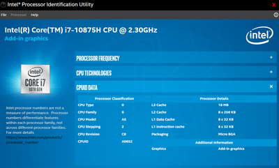 Solved: Intel Core i7 10875h cpu works below 1GHz all the time. - Intel  Community
