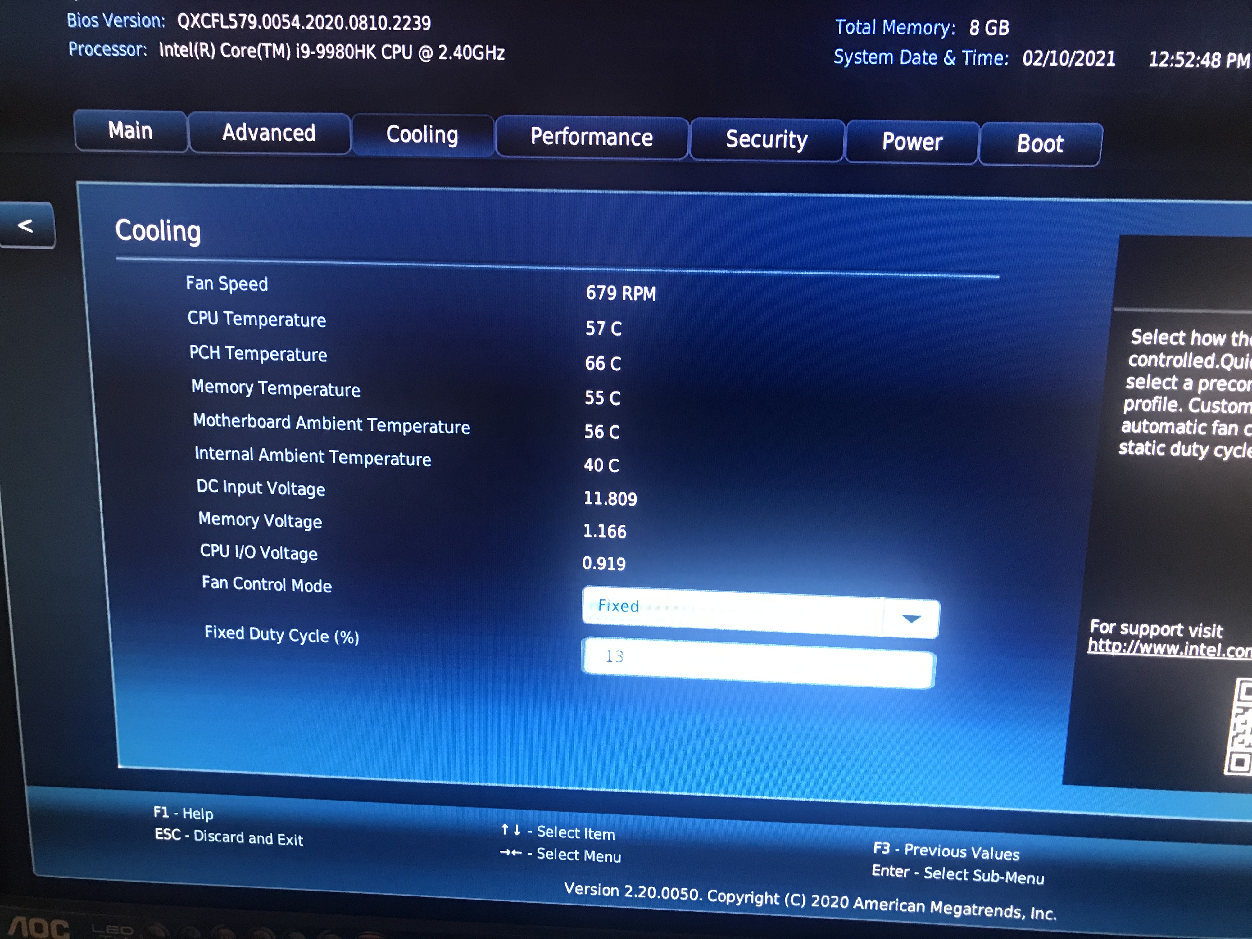 BIOS 0054] Why does the Custom fan control mode have a locked minimum speed  of 27%? - Intel Communities