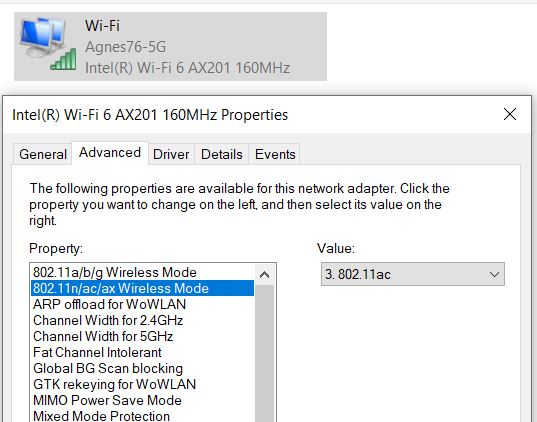 My Intel(R) Wi-Fi 6 AX201 160MHz network adapter is not working properly on  my Dell Inspiron 13 2-in-1. - Intel Community