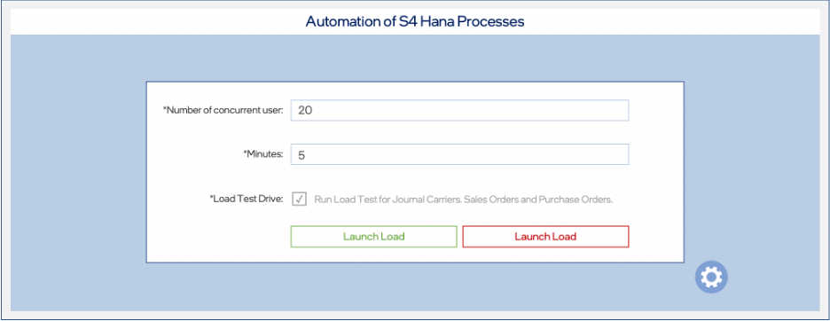 Concurrent Users running the S4HANA transactional workload using Parasoft load test tool