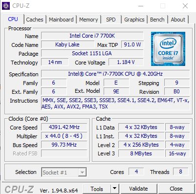 i7 7700k processor dont pass 60w, and core multiplier dont pass