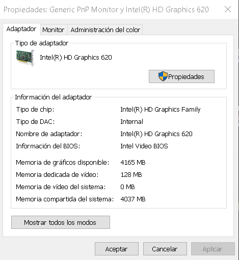 Intel (R) HD Graphics 620 Dedicated Video - Intel Communities