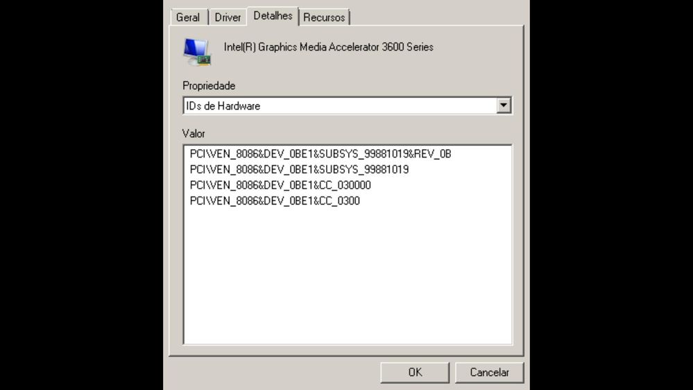 TEM DRIVE DESSE ADAPTADOR DE VIDEO PARA WINDOWS 10 32 BITS - Intel.