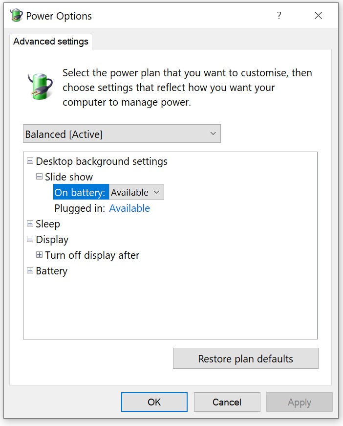 Screen Dims On Dark Backgrounds & No Power Options To Change It In