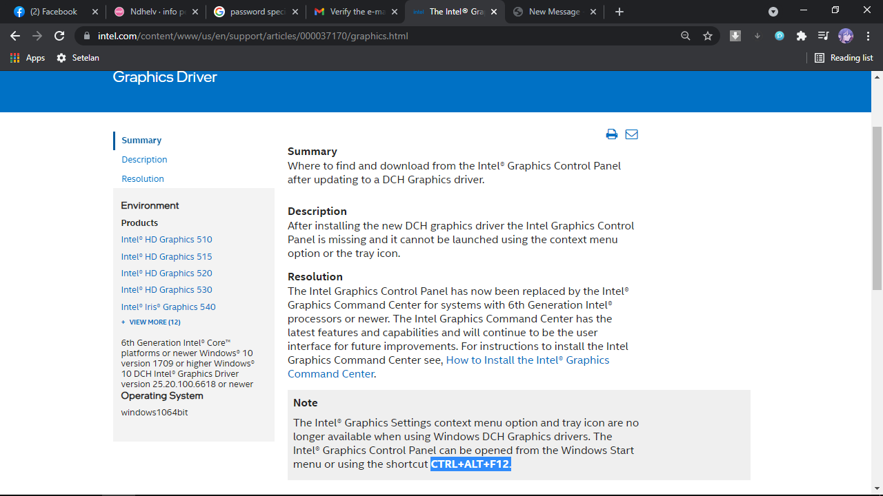 Control Panel Intel Graphics 520 Driver Update Intel Graphics
