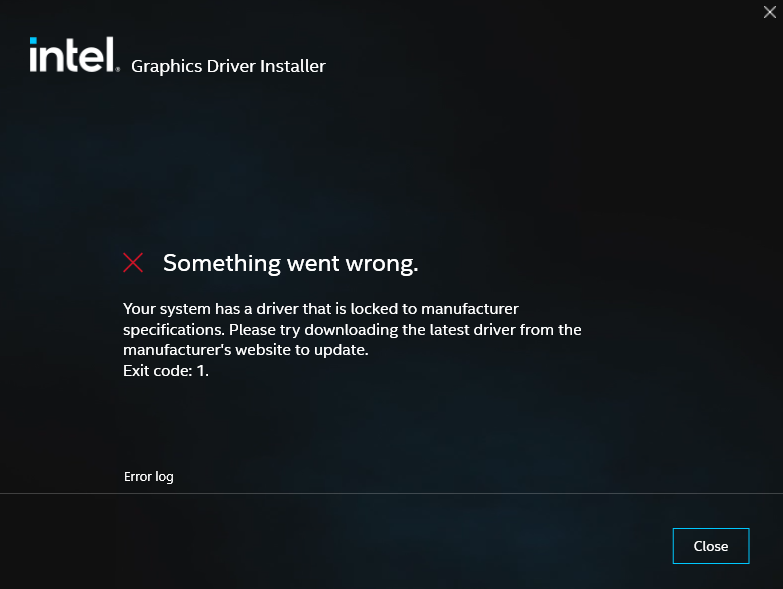 Intel Error When Installing A Graphics Update - Intel Community