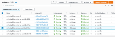 Screenshot of the AWS console showing a new c5 2x large instance has been created