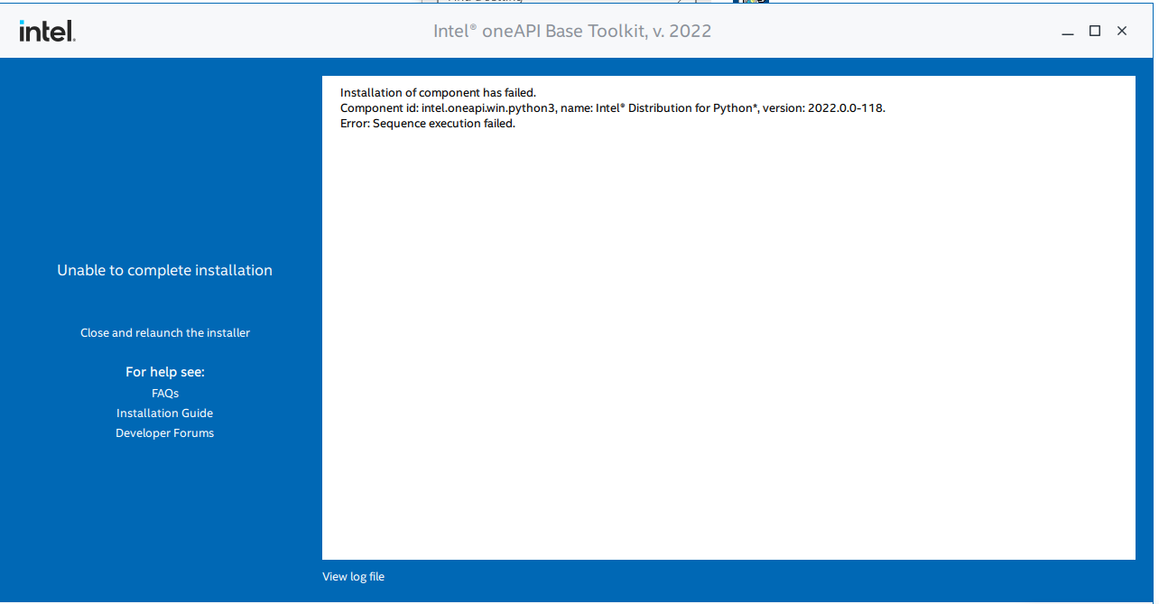 Solved: Python Installation fails 2022.1 - Intel Community