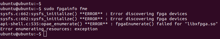 Output of sudo fpgainfo fme command on RISC-V CPU OS Terminal