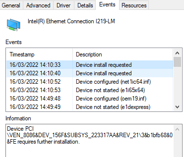 Intel r ethernet connection 7 i219 v настройка