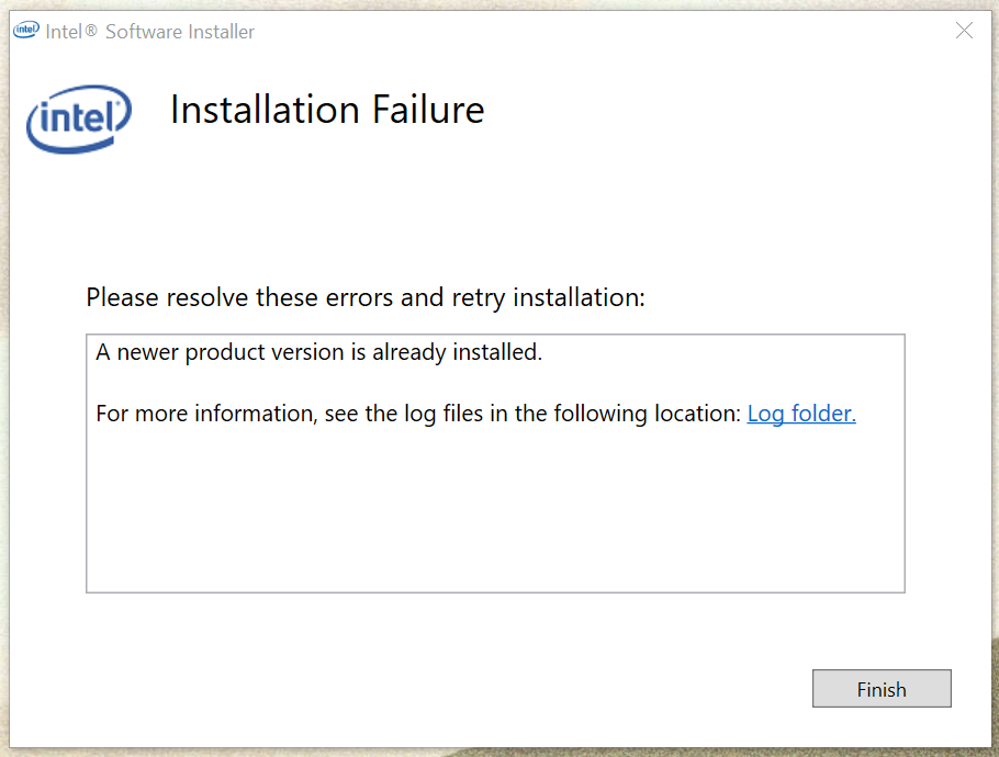 Failure trying to install older driver