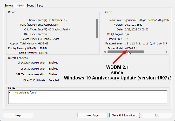 No directx 12 ultimate capability according to dxdiag, windows