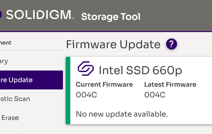 Solved: DSA says SSD 660p Firmware Update 005C available, but Solidigm says  004c is up to date - Intel Community