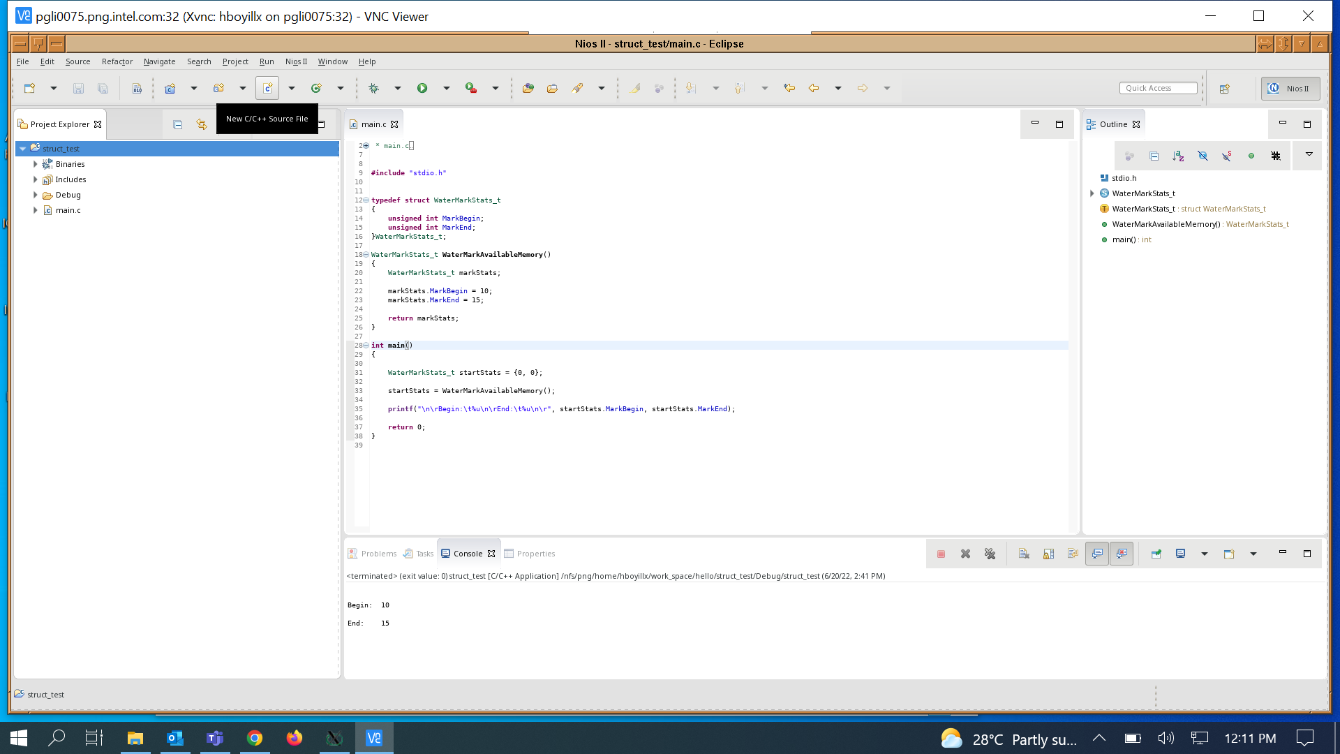 Struct Assignment from function not working. - Intel Community
