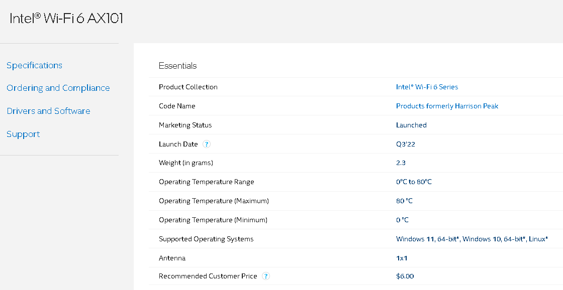 Where to get Linux driver for Intel® WiFi 6 AX101? Intel Community