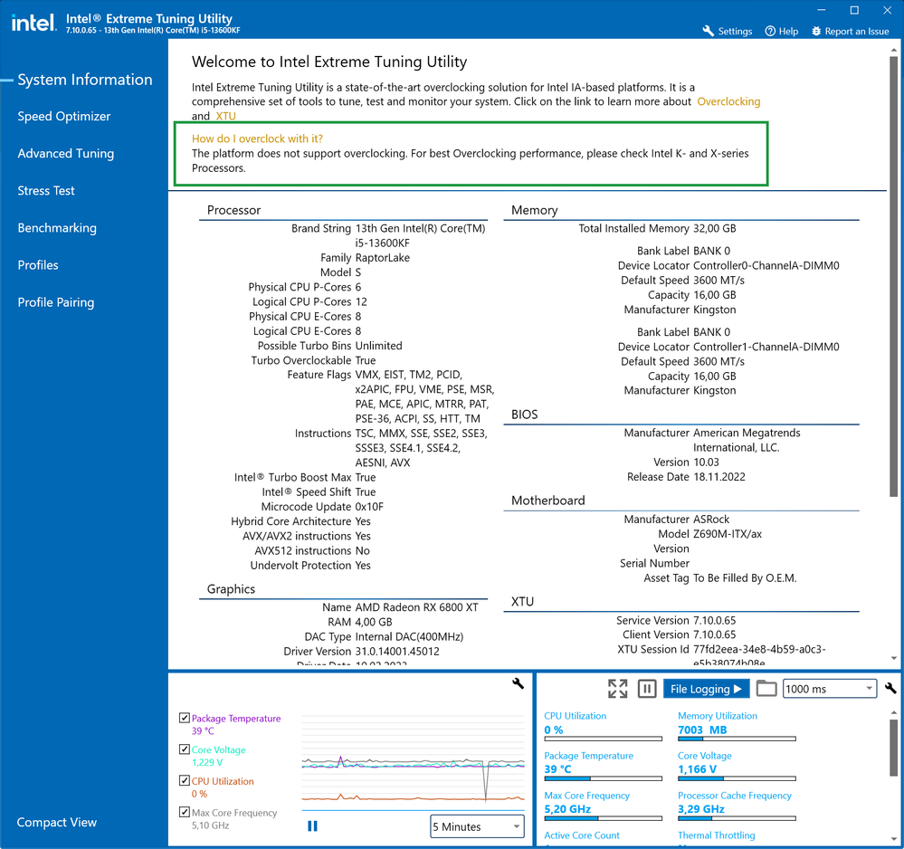 Intel Extreme Tuning Utility - i5 13600KF and Z690 - overclocking is not  supported on this platform - Intel Community