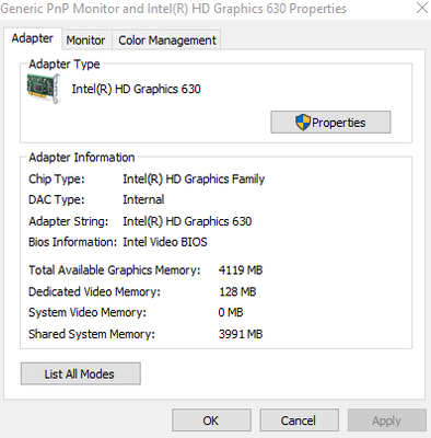 Intel HD Graphics 630 not syncing with board - Intel Community