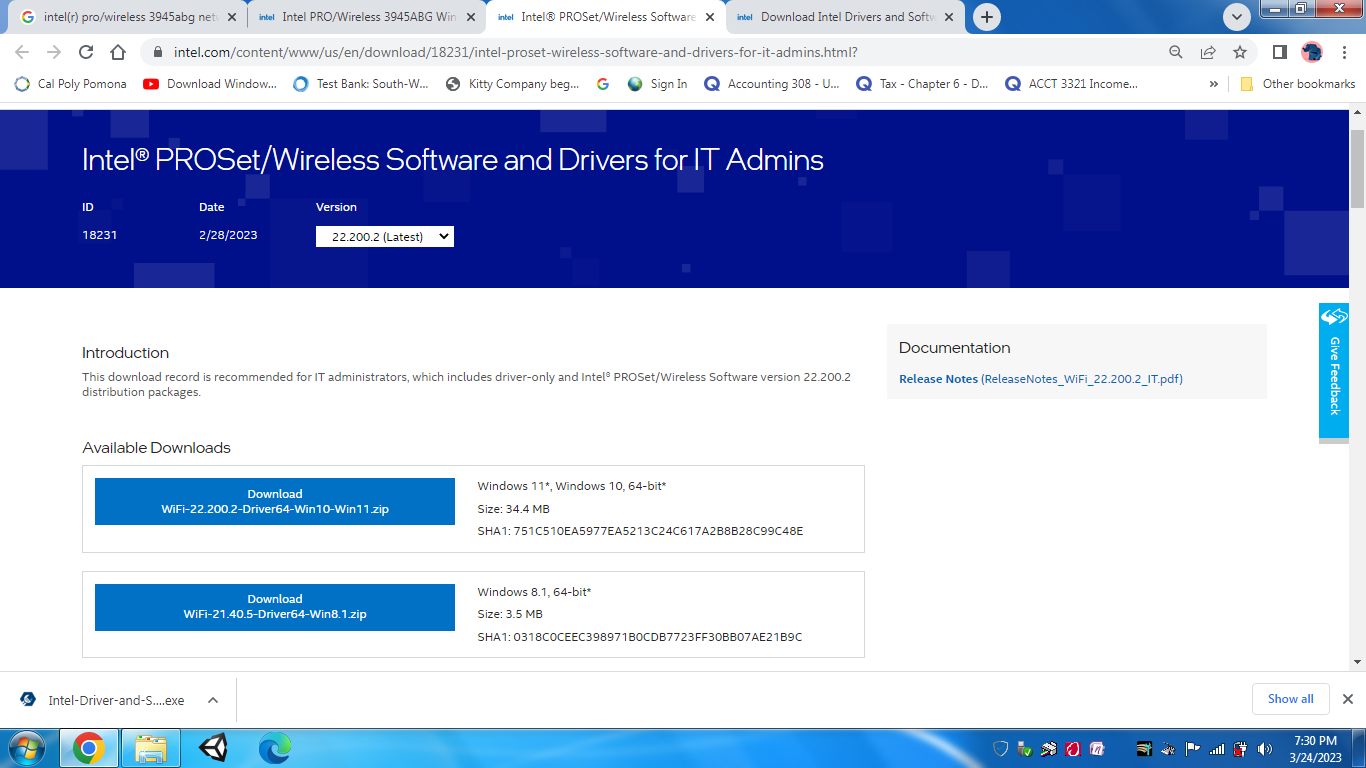 Intel PRO/Wireless 3945ABG Windows 10 - Intel Community