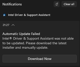 Intel Driver and Support Assistant, Automatic Upgrade error - Intel  Communities