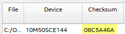 Screenshot highlighting the Checksum field