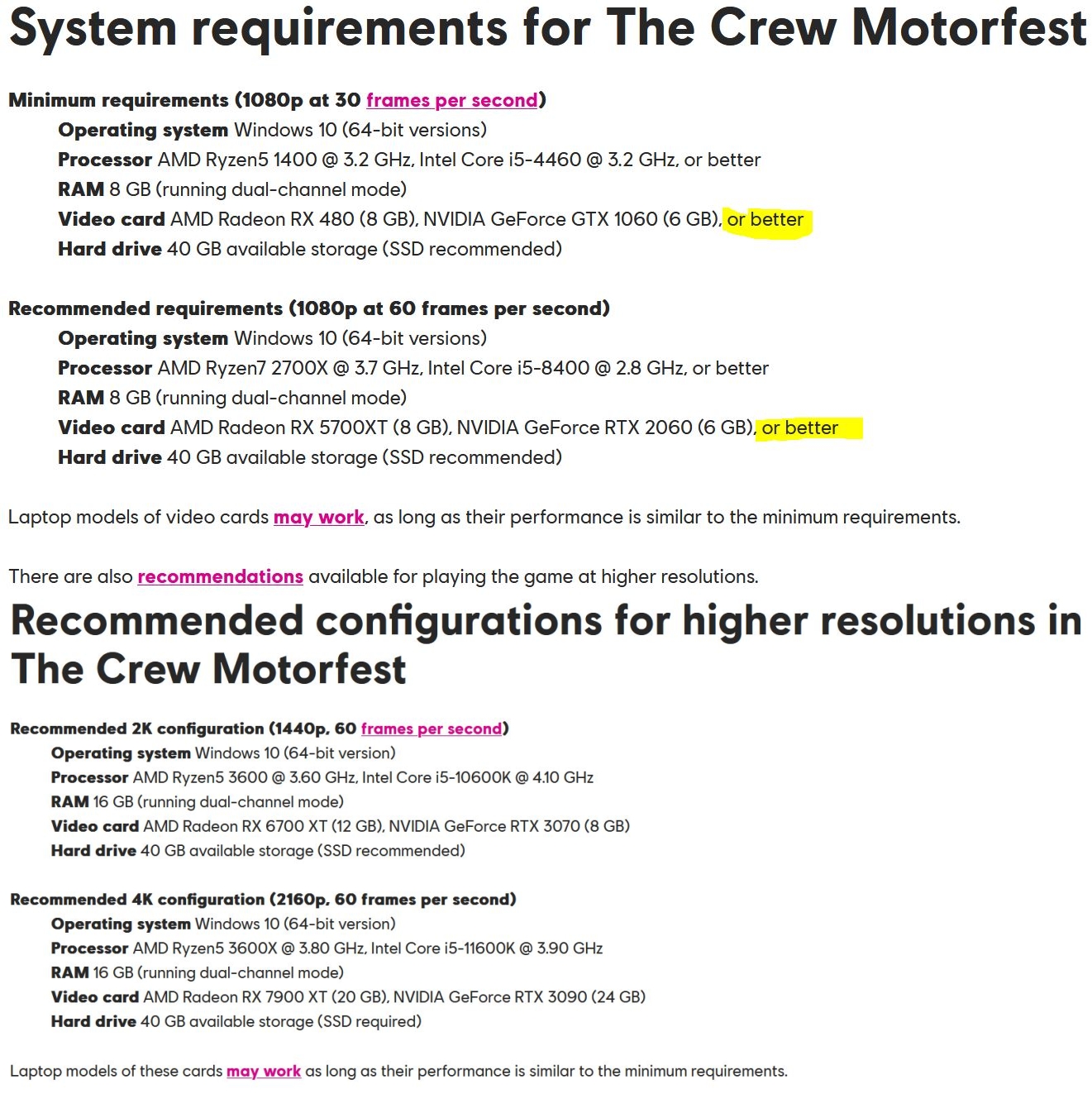 The Crew: Motorfest System Requirements
