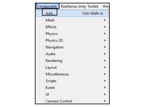 235 Then go to the 'Component' menu at the top of the Unity window and select the 'Add' option to bring up a pop-up window with a list of components that can be added to the object.  Select 'New Script.'.jpg